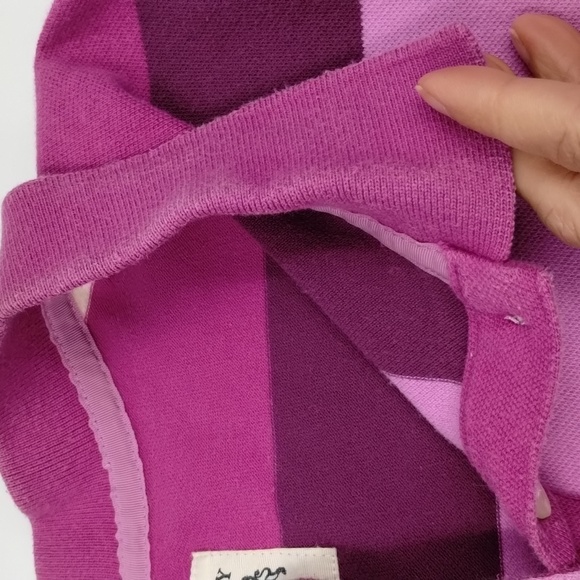 Old Navy size large graphic stripes pinks and purple athletic prep polo top - Picture 9 of 12